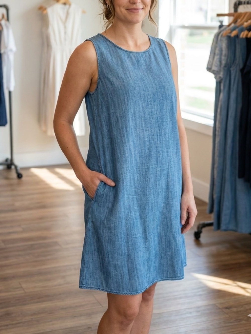 Universal Thread Chambray Open Back Tie Sundress | Size XL